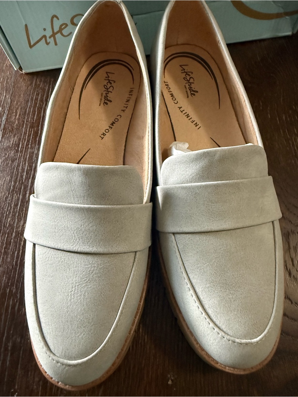 Life Stride Women's Pale Gray Suede Penny Loafers